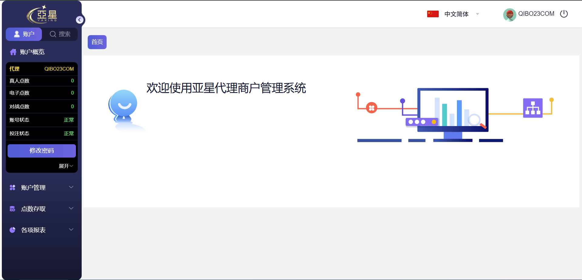 亚星电脑端新版代理管理后台操作界面（摄于2025-10-21）